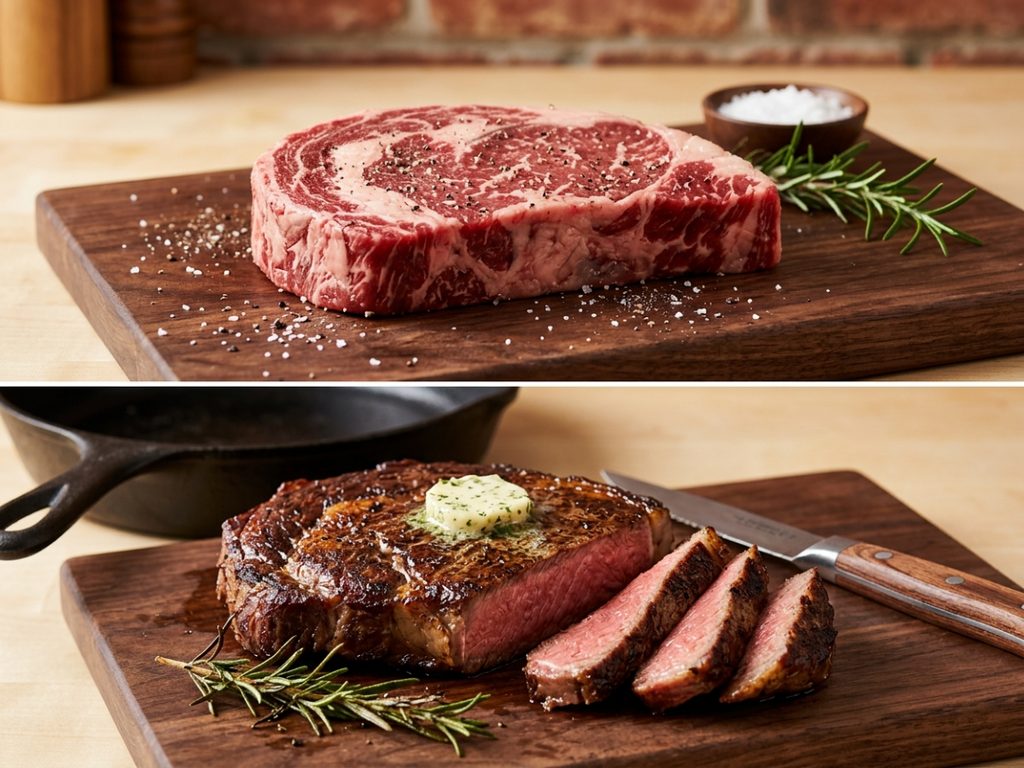 Prime Ribeye Steak: Sous-Vide Pre-Cooked - Foolproof Perfect 5-Min Sear